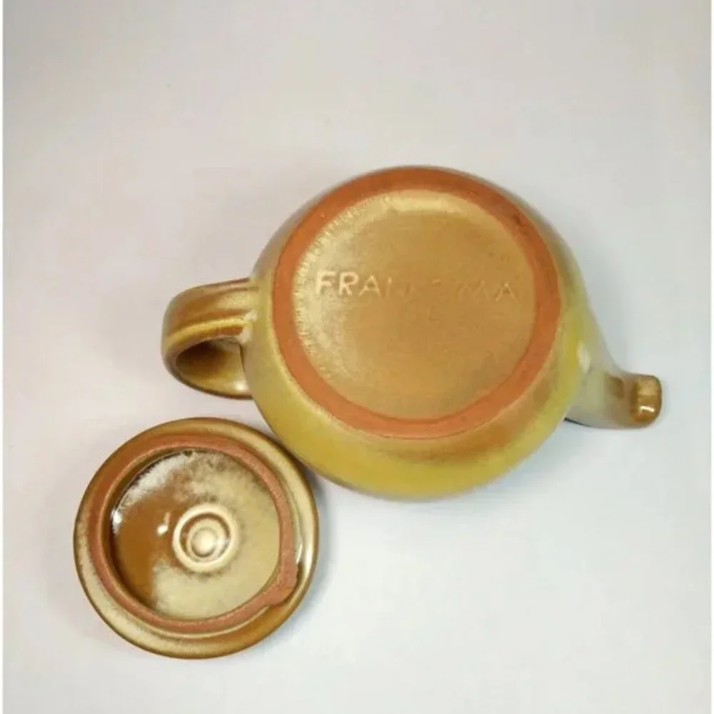 Vintage Set of Frankoma 6J Plainsman Desert Gold Teapot and Mug for Tea Coffee